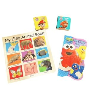 Children's Animal & Character Board Books Set of 4 - Elmo, Paw Patrol, Sesame